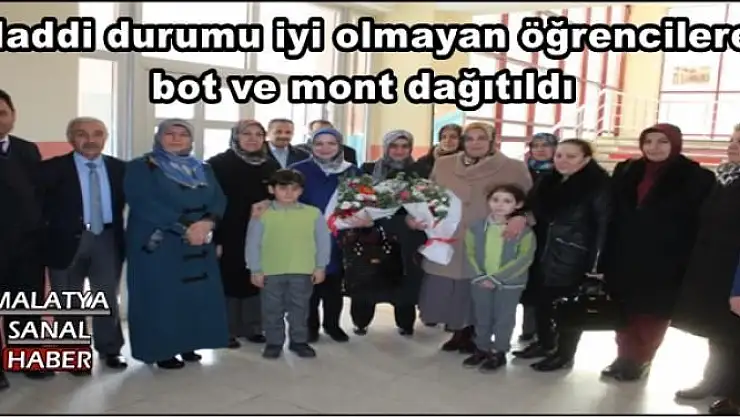 Maddi durumu iyi olmayan öğrencilere bot ve mont dağıtıldı
