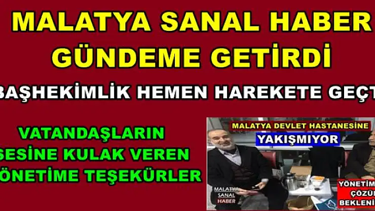 MALATYA DEVLET HASTANESİNE TEŞEKÜRLER
