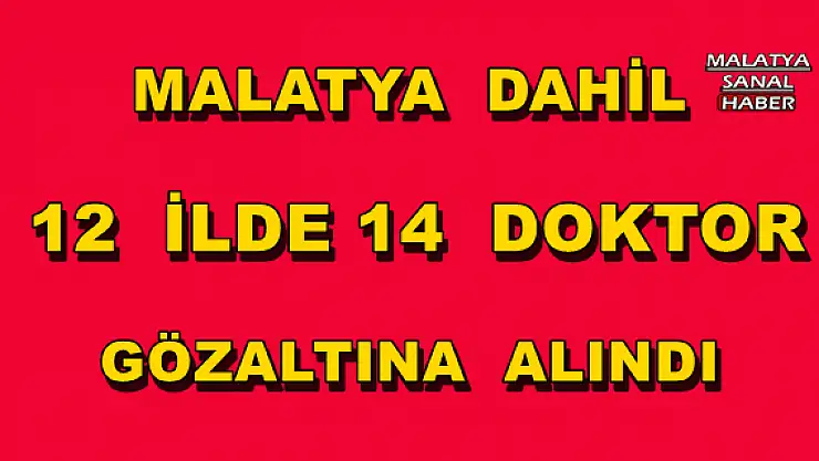 MALATYA  DAHİL  12  İLDE 14 DOKTOR GÖZALTINA ALINDI 