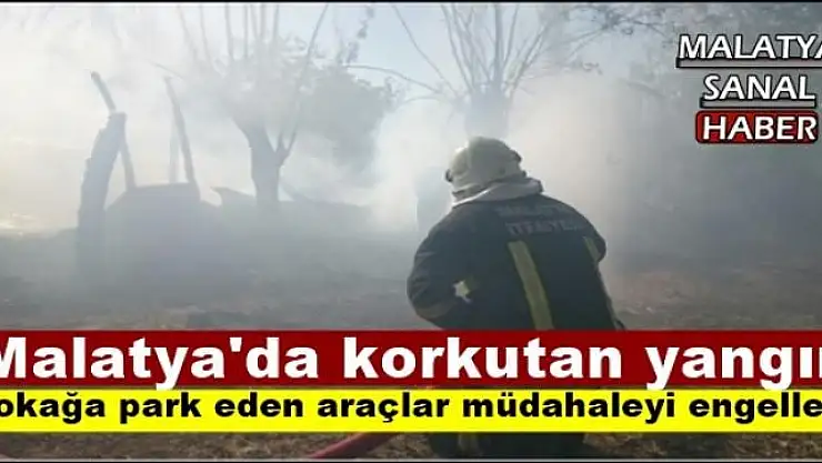 Malatya'da Sokağa park eden araçlar müdahaleyi engelledi