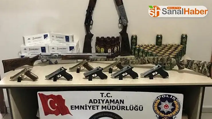 Adıyaman'da kaçak içki ve silah ele getirildi