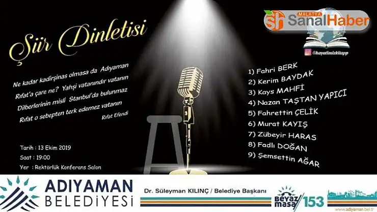 Adıyamanlı şairler sanatseverlerle buluşuyor