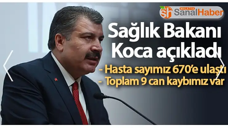 Bakan Koca: 'Ölü sayısı 9, toplam vaka sayısı 670 oldu'