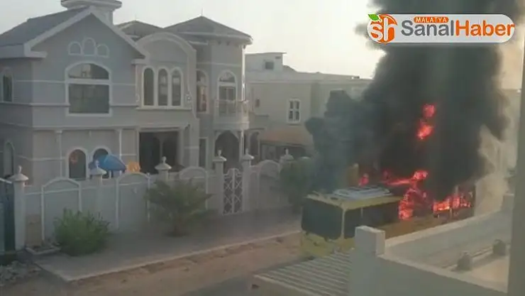 Birleşik Arap Emirlikleri'nde okul servisi alev aldı