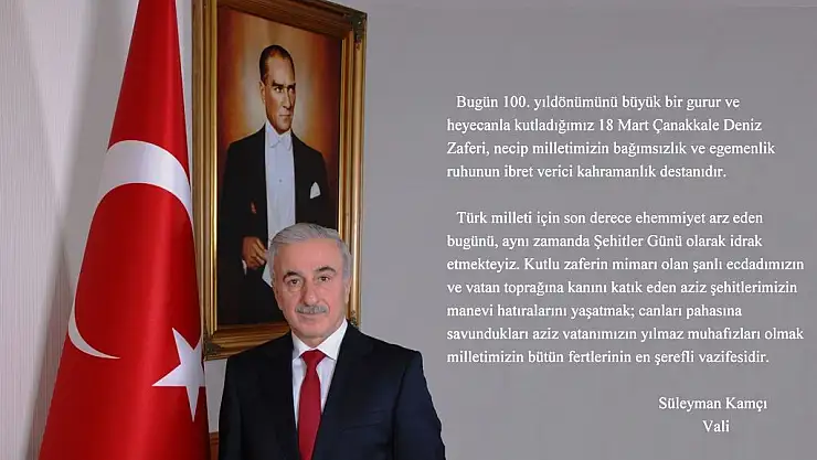 VALİ KAMÇI'DAN ŞEHİTLER GÜNÜ MESAJI