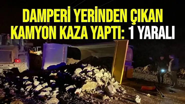 Damperi yerinden çıkan kamyon kaza yaptı