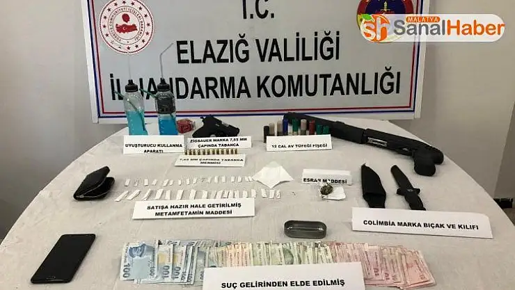 Elazığ'da uyuşturucu taciri, silahlarla yakalandı