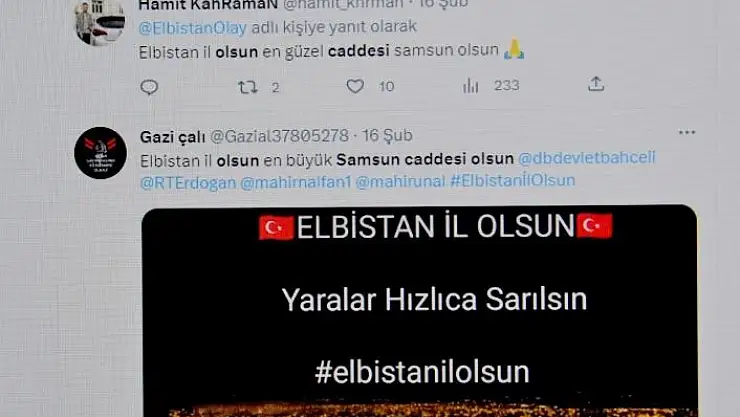 'Elbistanlıların talebi: ''Elbistan il, caddenin adı ´Samsun´ olsun'''
