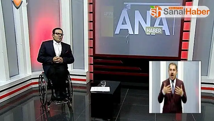 Engelli şahıs ana haber bültenini sundu
