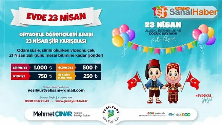 Evde 23 Nisan' Şiir Yarışması düzenlenecek