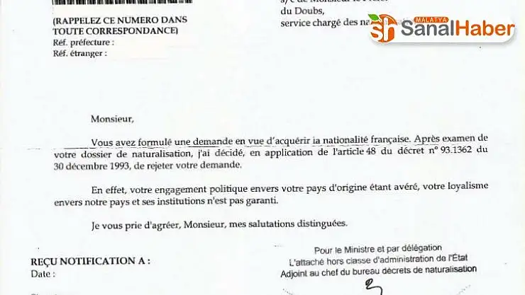 Fransa 'Türkiye'ye ilgi duyduğu için' vatandaşlık vermeyi reddetti