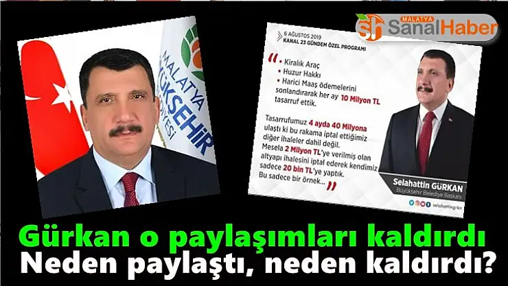 Gürkan o paylaşımları kaldırdı