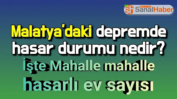 İşte Malatya´da Mahalle mahalle hasarlı ev sayısı