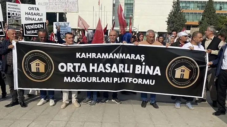 'Kahramanmaraş´ta orta hasarlı bina sakinlerinden basın açıklaması'