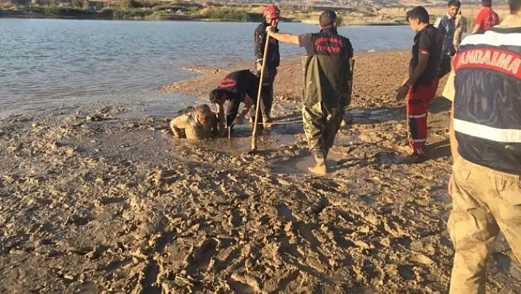 'Keçisini kurtarmak isterken bataklığa saplandı'