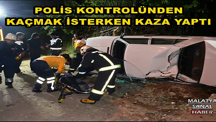 MALATYA'DA  TAKLA ATAN ARAÇTAN YARALIYI İTFAİYE EKİPLERİ ÇIKARDI