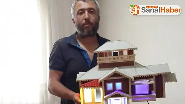 Korona virüs işsiz bırakınca ustalığını maket villa yaparak sergiliyor