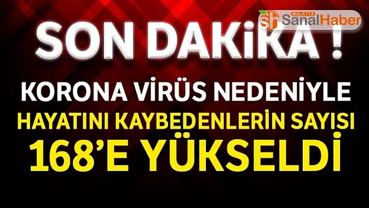 Korona virüsten hayatını kaybedenlerin sayısı 168'e yükseldi