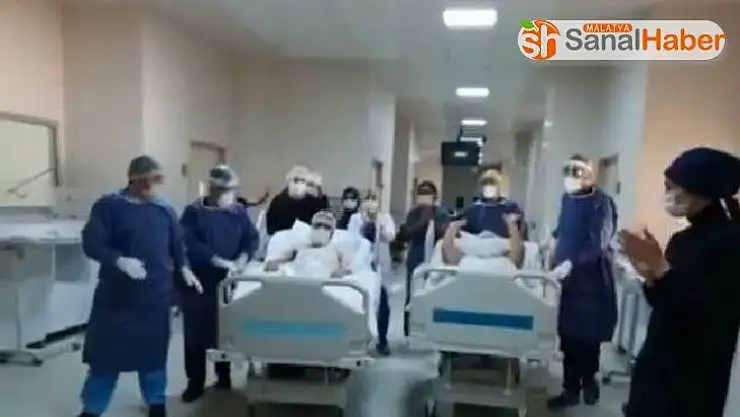 Malatya'da Koronayı yenen hastalar alkışlarla uğurlandı