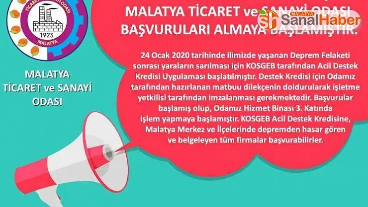 KOSGEB Acil Destek Kredisi'ne müracaatlar başladı