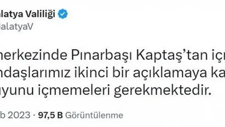 'Malatya´da içme suyu uyarısı'