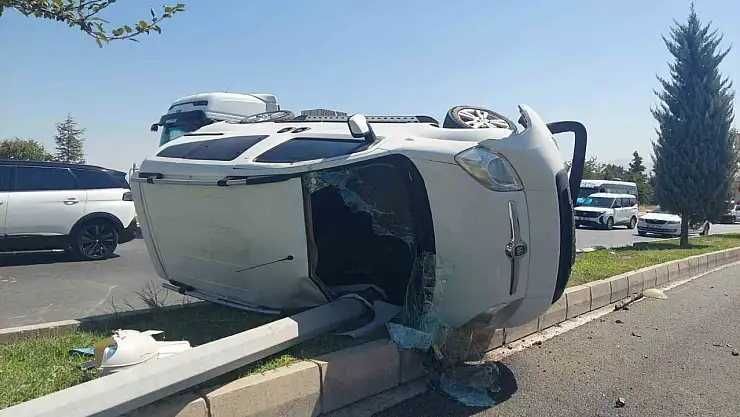 Virajı alamayan araç takla attı, 1 yaralı