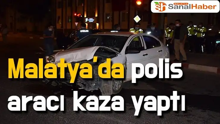 Malatya´da Polis aracı kaza yaptı, 1 polis yaralı