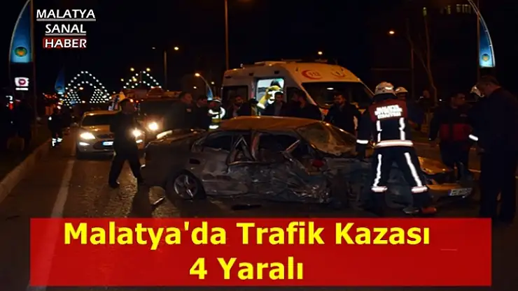 Malatya´da refüje çarpan otomobil takla attı: 4 yaralı