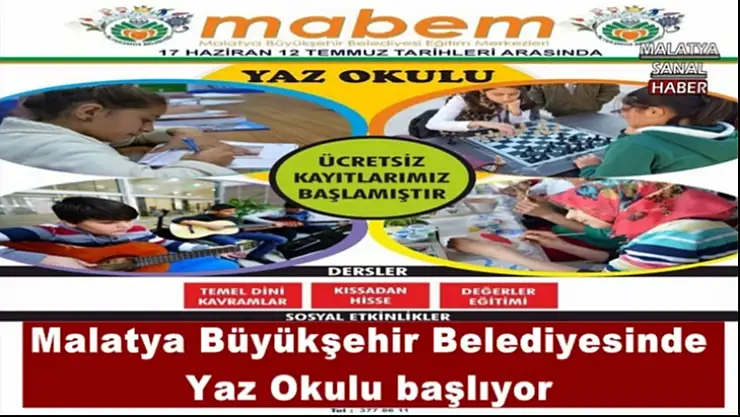 Malatya Büyükşehir Belediyesinde Yaz Okulu başlıyor