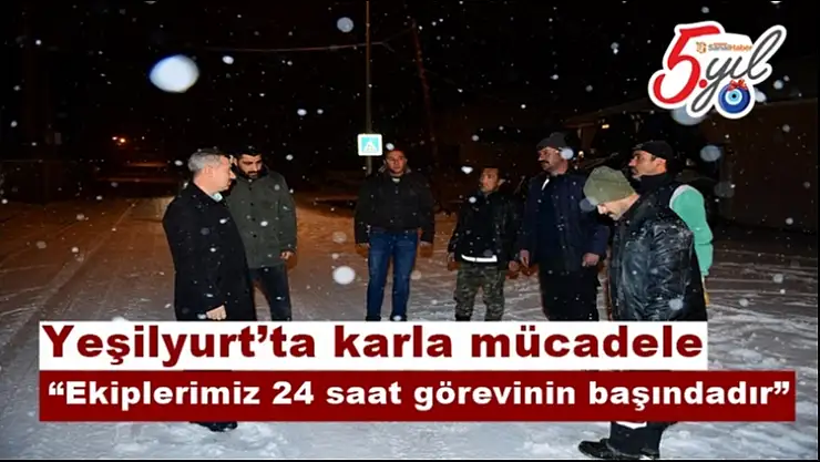 Yeşilyurt´ta karla mücadele