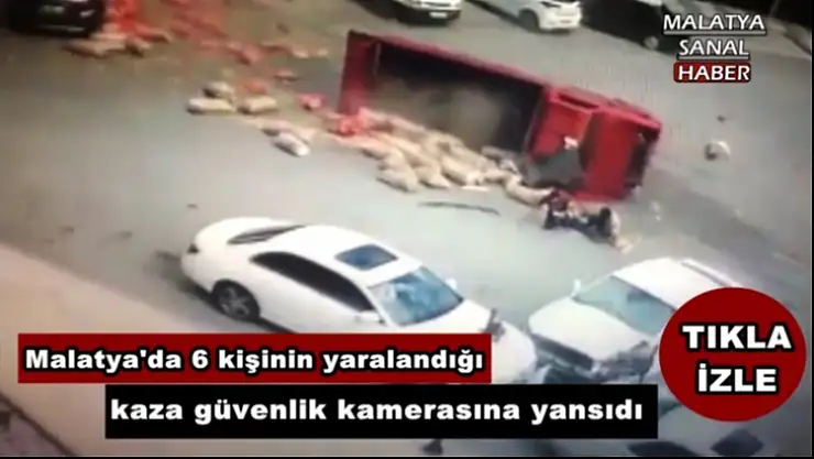 Malatya´da 6 kişinin yaralandığı kaza güvenlik kamerasına yansıdı