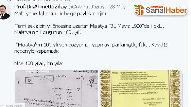 Malatya 100 yıl önce bugün