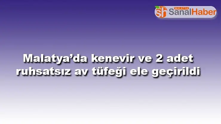 Malatya´da kenevir ve 2 adet ruhsatsız av tüfeği ele geçirildi