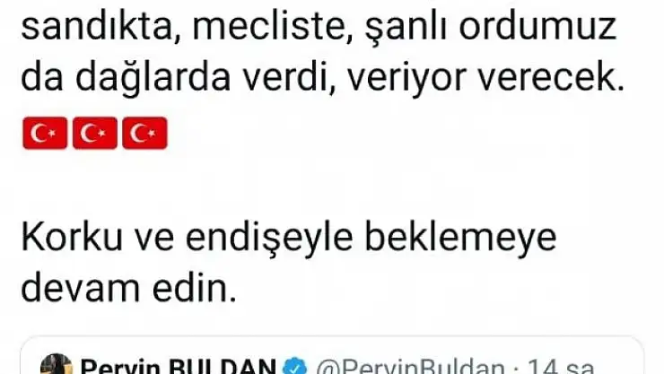 'Milletvekili Toprak´tan Pervin Buldan´a sert cevap'