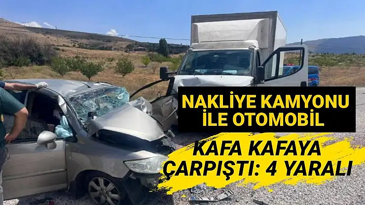 Nakliye kamyonu ile otomobil kafa kafaya çarpıştı