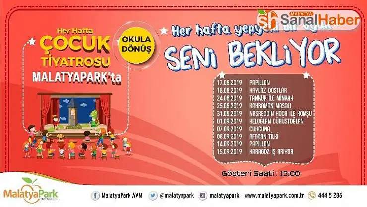 Okula dönüş etkinliklerinin adresi: 'Malatyapark'