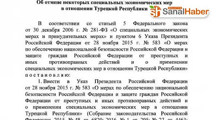 Putin'den Türk vatandaşları için vizelerin kaldırılması talimatı