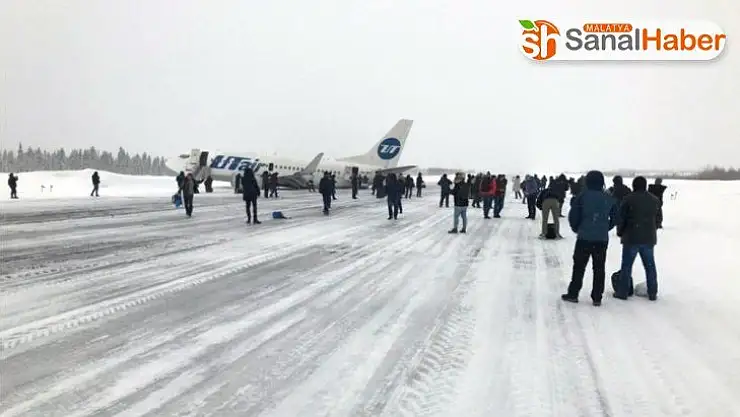 Rus yolcu uçağının kuyruğu piste çarptı, o anlar kamerada