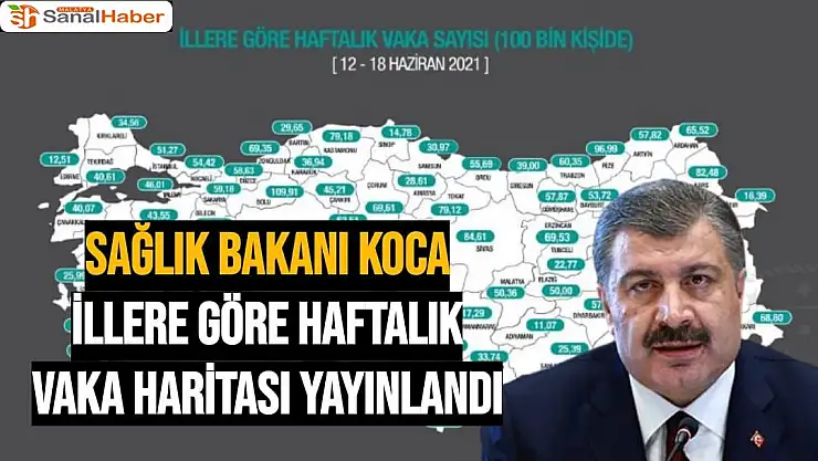 Sağlık Bakanı Koca, illere göre haftalık vaka haritası yayınlandı