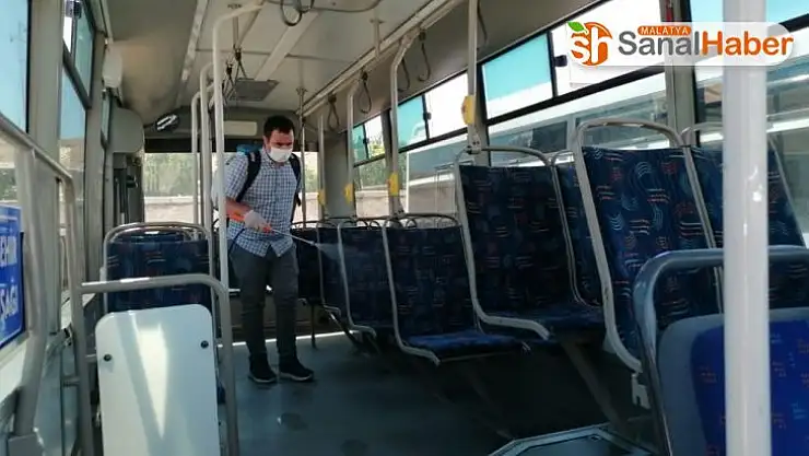 Şehiriçi minibüsler dezenfekte edildi