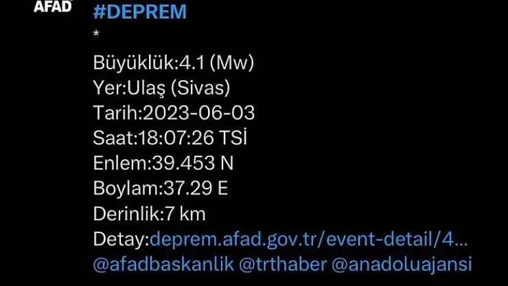'Sivas´ta korkutan deprem'