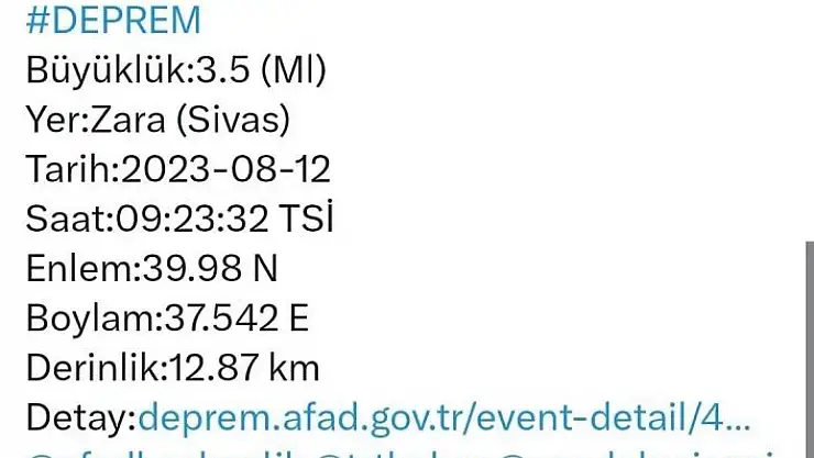'Sivas´ta korkutan deprem'