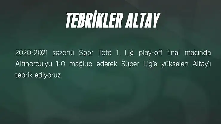 'Sivasspor´dan Altay´a hoş geldin mesajı'