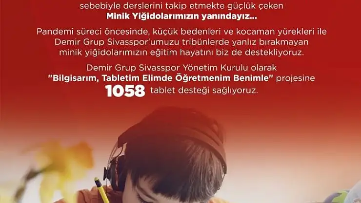 'Sivasspor´dan öğrencilere 1058 adet tablet desteği'