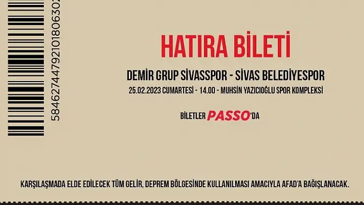 'Sivasspor - Sivas Belediyespor maçının hatıra biletleri satışa çıktı'
