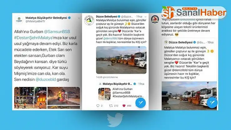 Malatya Büyükşehir Belediyesi sosyal medyada tatlı atışma başlattı
