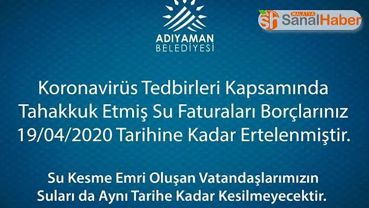 Su borçları ertelendi