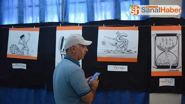 Suriyelilerin hayatını anlatan renksiz karikatür sergisi