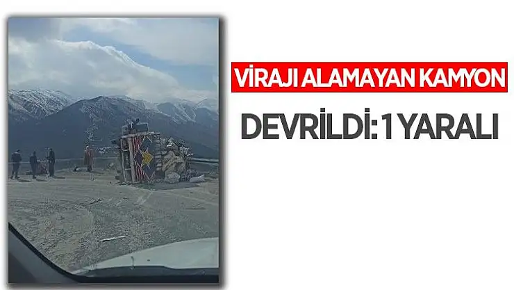Virajı alamayan kamyon devrildi