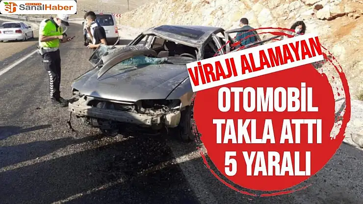 Virajı alamayan otomobil takla attı: 5 yaralı